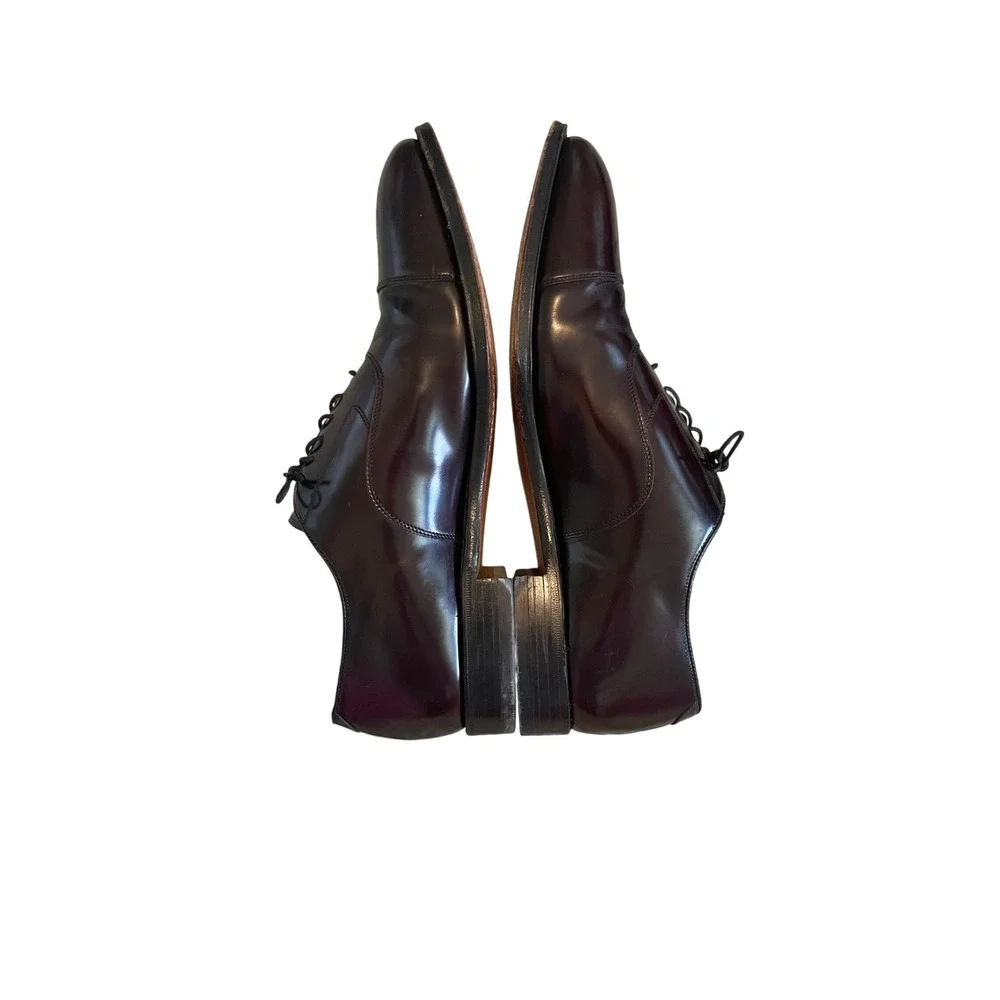 Burgundy Leather Cap Toe Oxford Shoes Size 13 by Johnston & Murphy